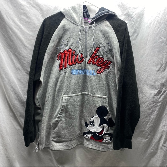 Disney | VTG Mickey Mouse half zip hoodie Fleece - Embroidered 2X - Picture 2 of 8